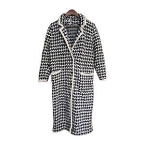 Vintage Maria Krist Mohair Wool Long Cardigan Duster Coat Speckled Houndstooth
